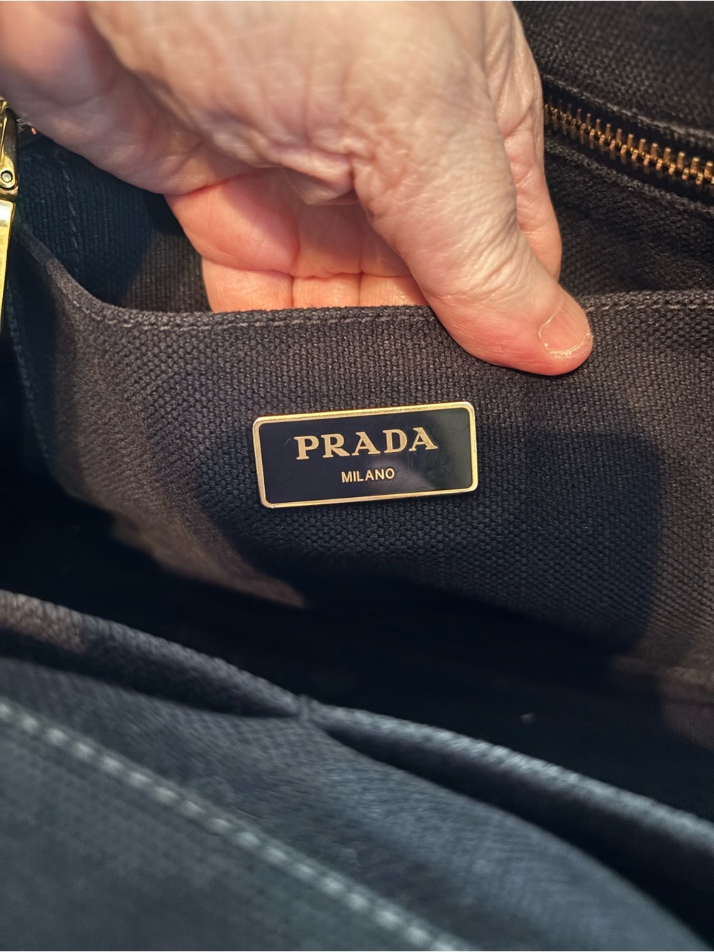 Authentic Prada Black Canapa Canvas Small Tote Bag - Picture 11 of 16